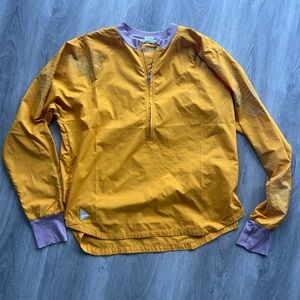 Hoka One Yellow Pullover with Purple Trim